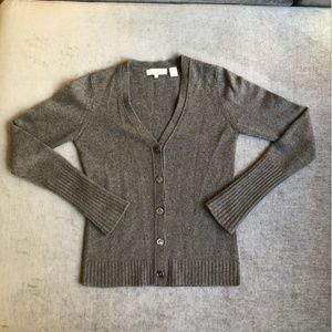 INHABIT-100%Cashmere Grey Button Up Cardigan-Small